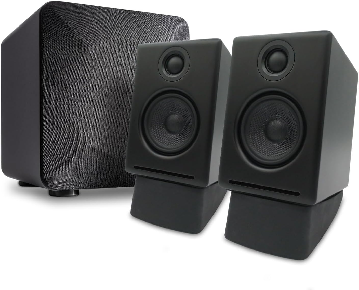 Audioengine A2 Black Computer Speakers with S6 Subwoofer and DS1 Stands