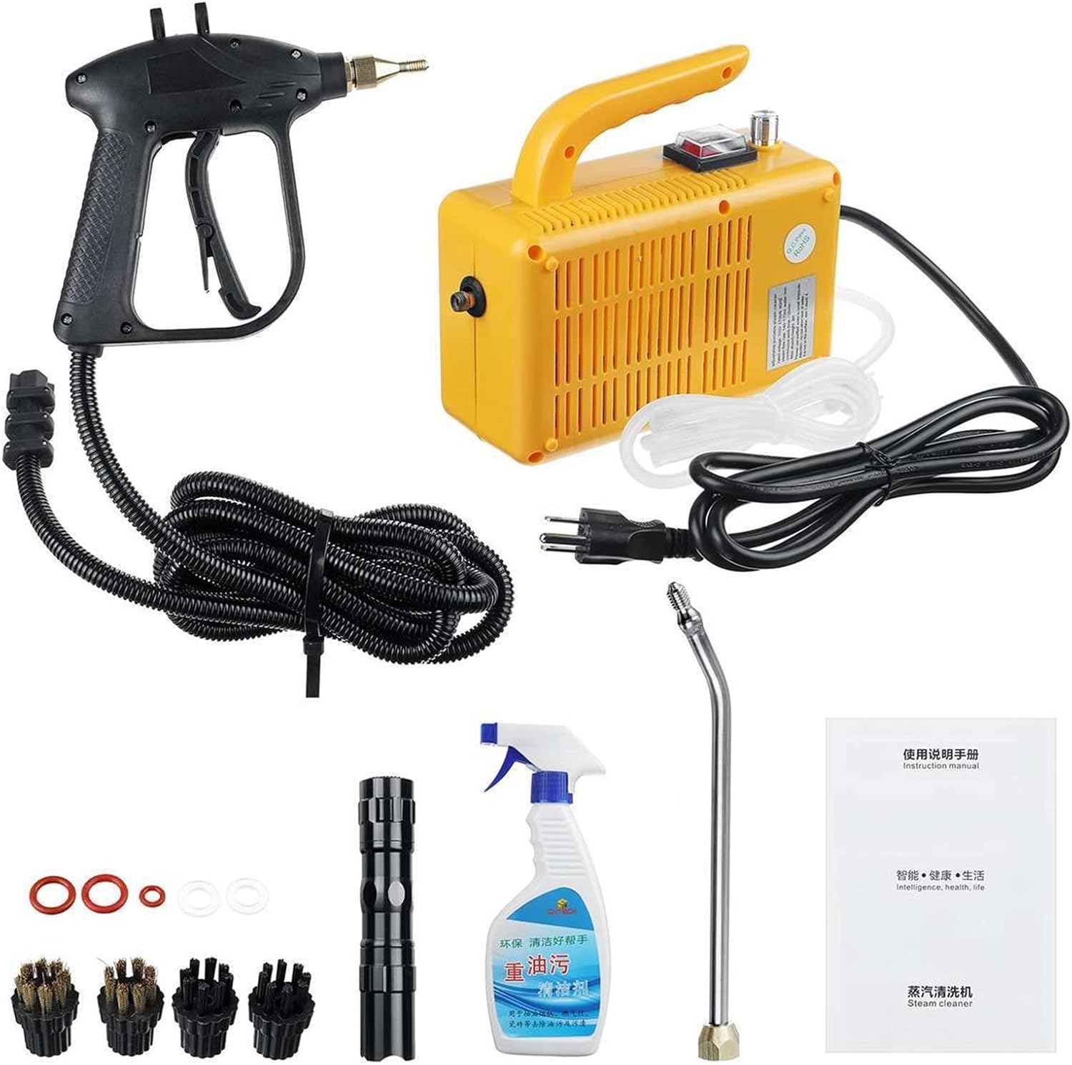 A1DFDFGOQSFG Steam Cleaning High Pressure Steam Cleaner Machine for Air Conditioner Car Mobile Cleaning Machine Home Cleaners Sterilization Disinfector (Color : Black) (Yellow)