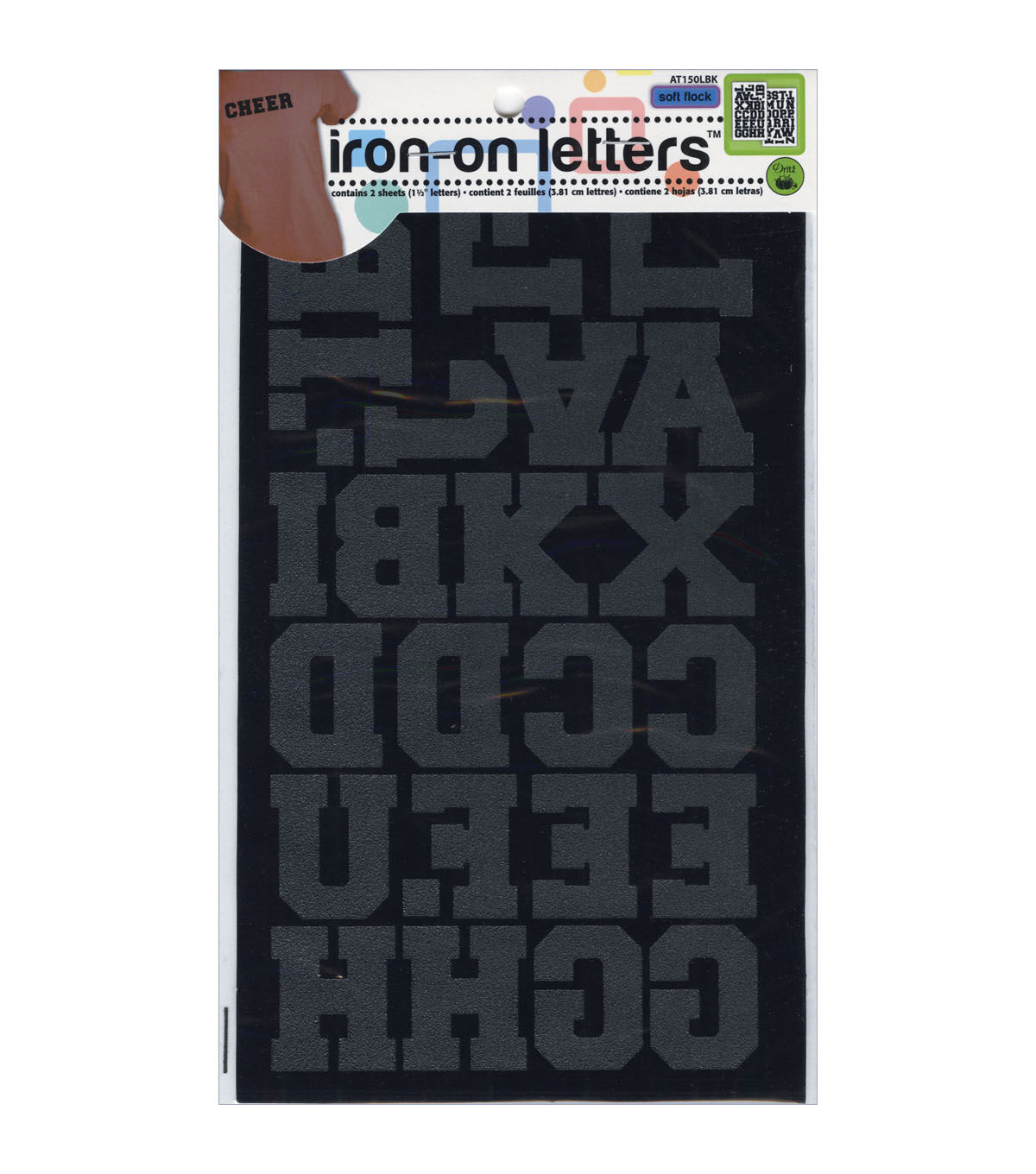 Dritz 1-1/2 Iron-on Letters, Soft Flock Athletic, White