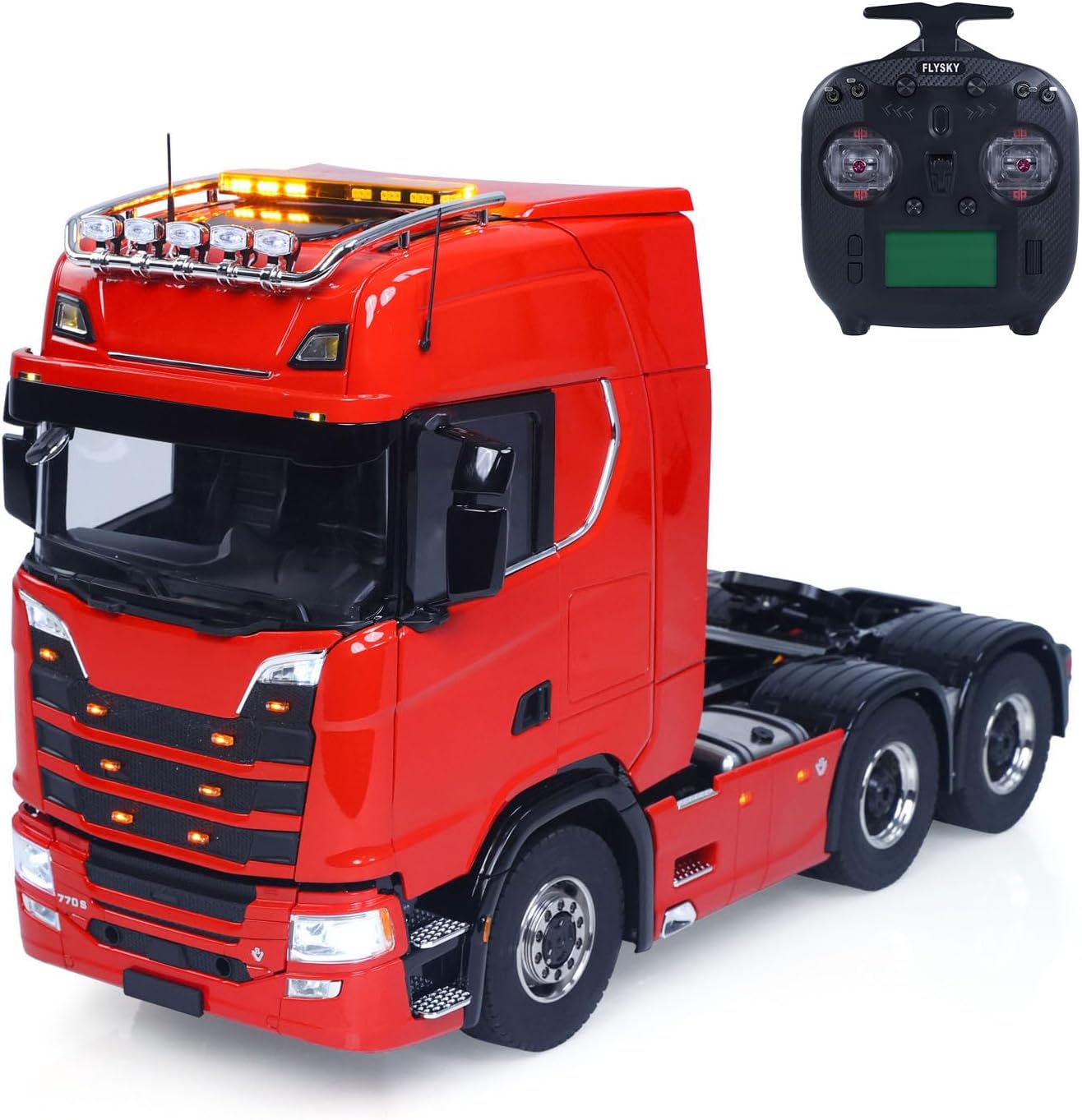 TOUCAN RC HOBBY 770S 1/14 6X6 RC Tractor Truck Liftable Rear Axle Wheel Hub Reduction Differential Locks ESC Flysky ST8 Light System