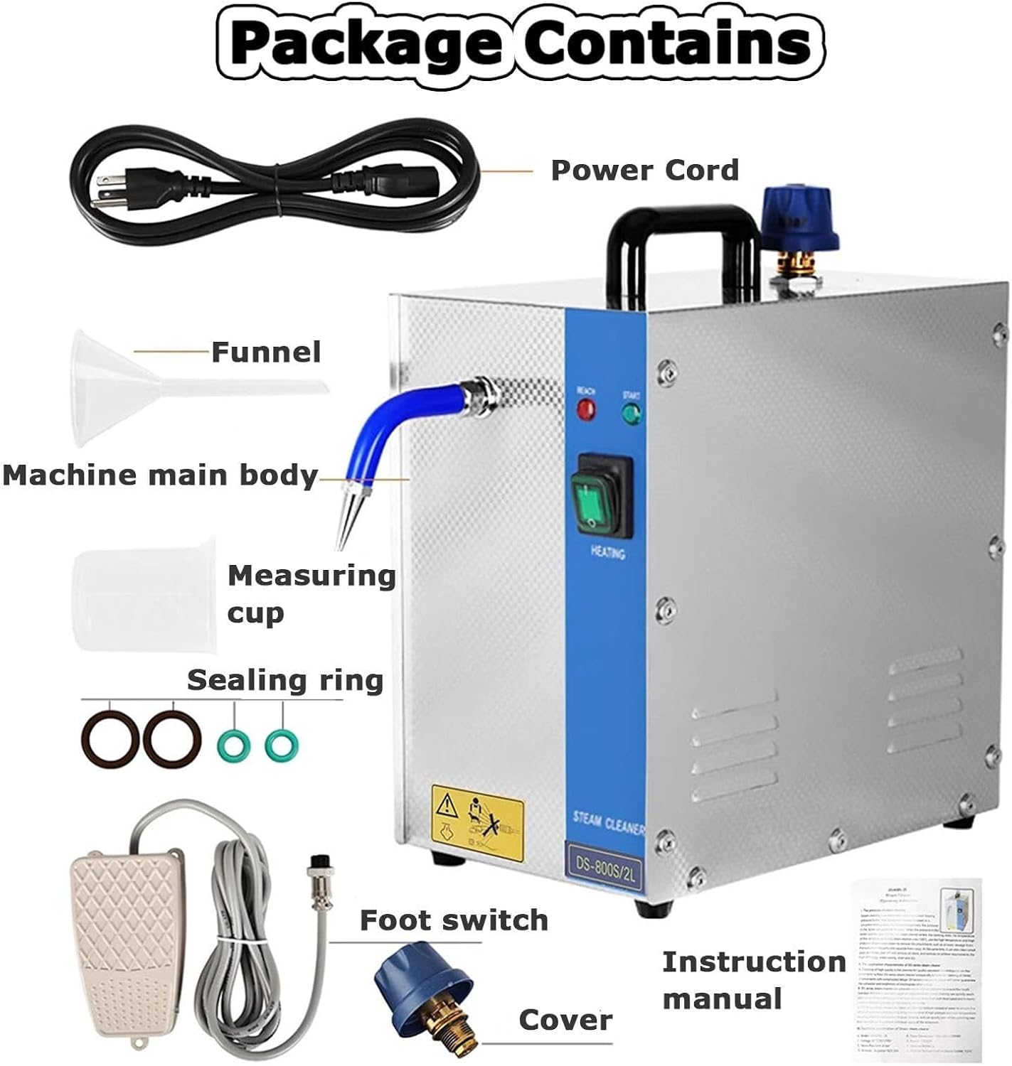 BGHJIKGFS Jewelry Steam Cleaner Professional, Stainless Steel Jewelry Steamer Jewelry Steam Cleaner, 2200W 4L Electrical Steam