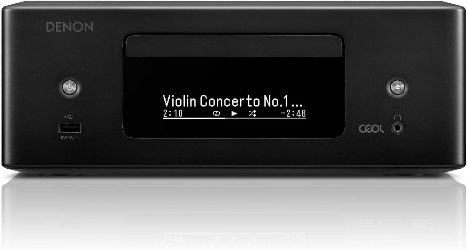 Denon RCD-N12 Bluetooth CD Player with Integrated AM/FM Radio Tuner & Wi-Fi