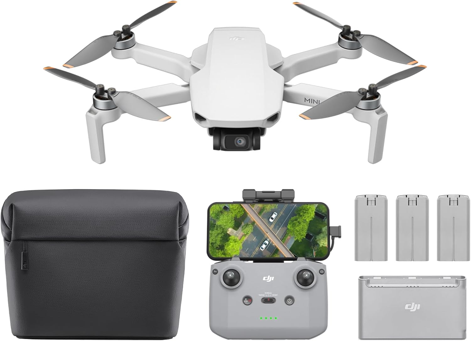 DJI Mini 4K Fly More Combo, Drone with 4K UHD Camera for Adults, Under 249 g, 3-Axis Gimbal Stabilization, 10km Video Transmission, Auto Return, 3 Batteries for 93-Min Max Flight Time, QuickShots