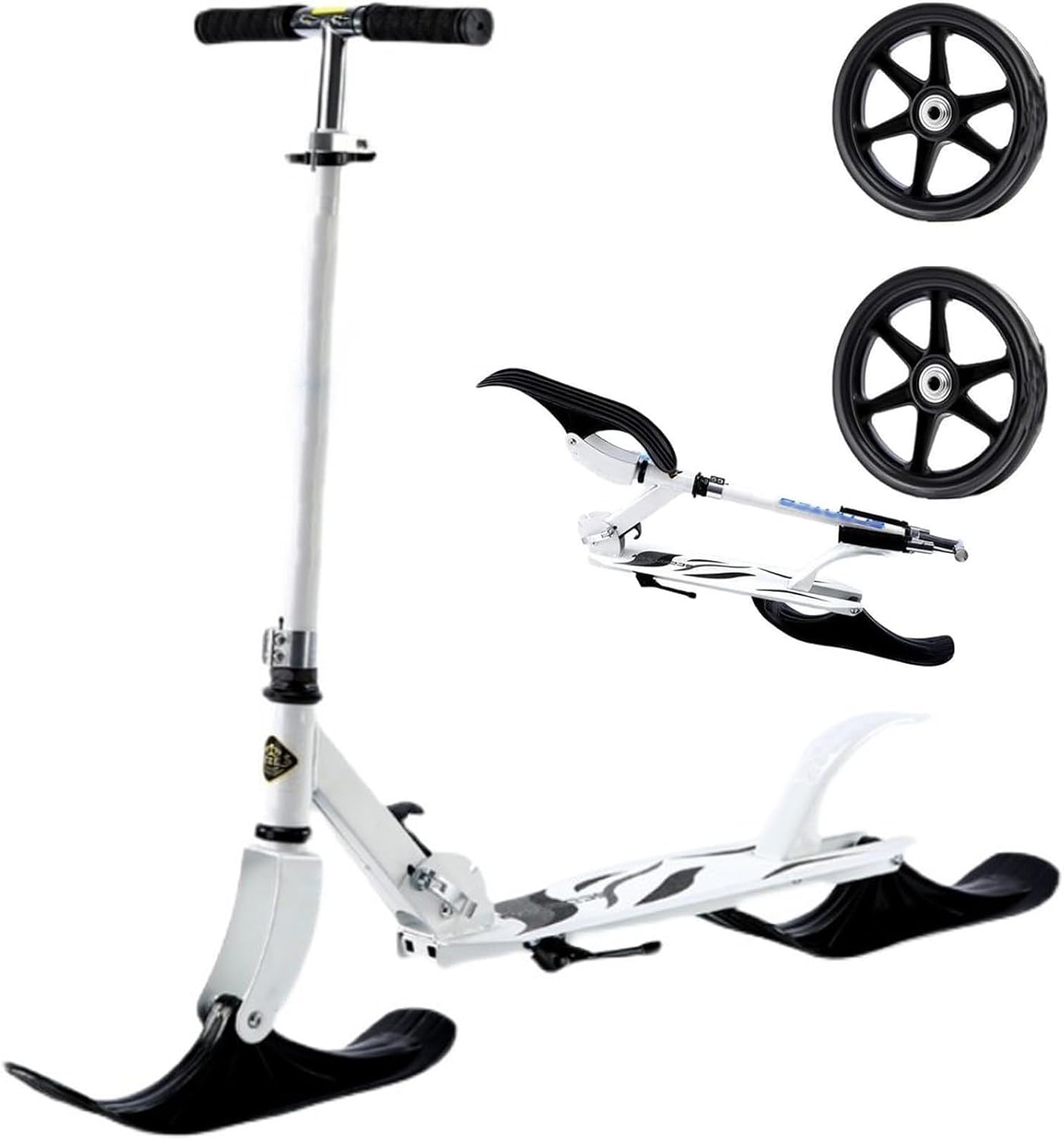 NYANS 2-in-1 Foldable Kick Scooter, with Two Wheels, Adjustable Handlebar, Smooth Ride, Kids Snow Scooter for 3-15 Years Old Boys and Girls Ideal Outdoor Sports