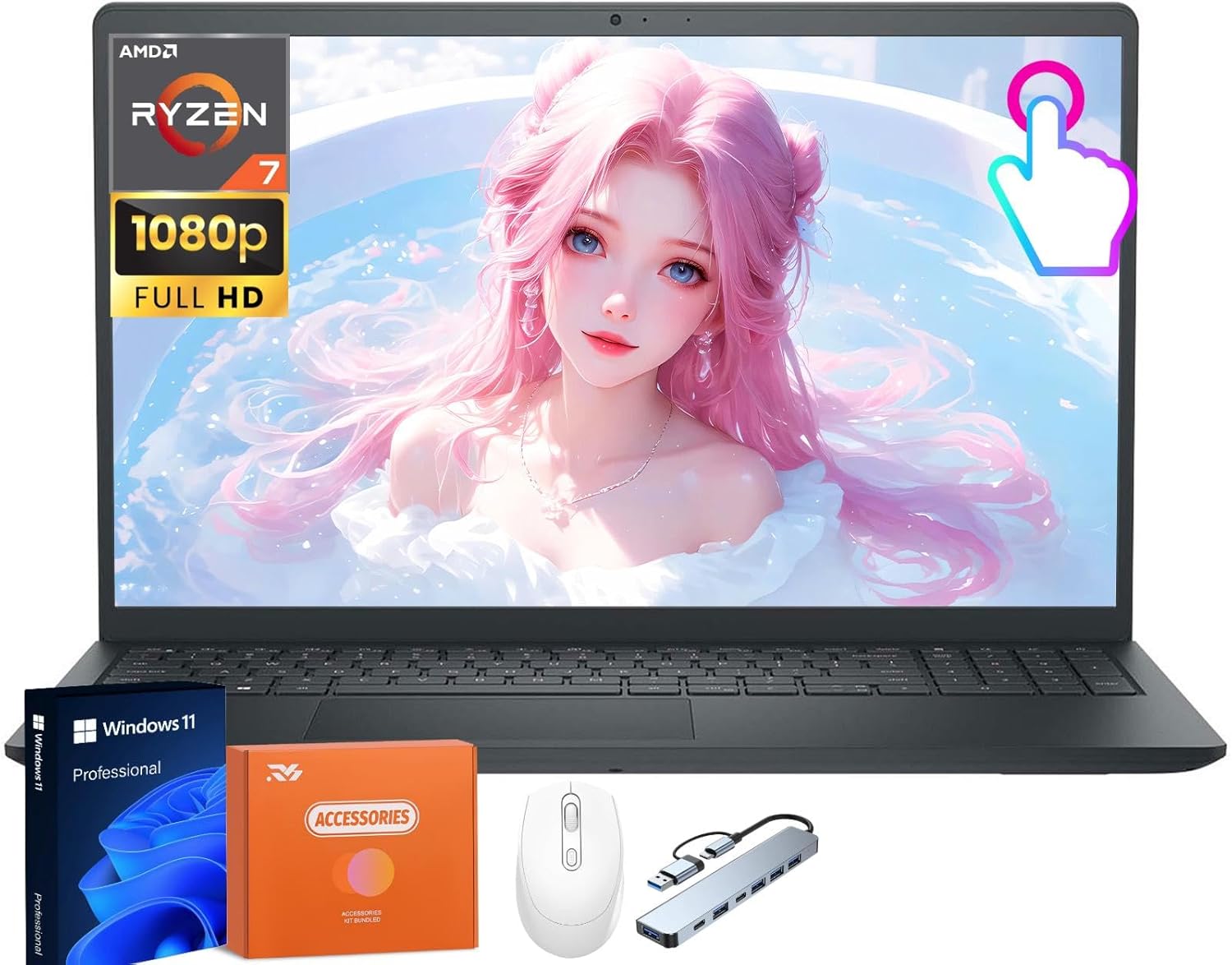 Dell Inspiron 15 3535 Touchscreen Laptop for Business, 15.6