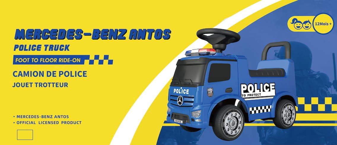 Mercedes Antos Police - Walker - 119205 - Freewheels - Blue - 25 kg Max - Plastic - Batteries Not Included - from 12 Months