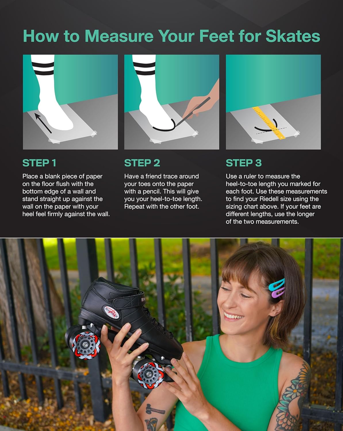 Riedell R3 Roller Skates for Men and Women - Ultra-Durable Indoor Quad Skate with Sonar Cayman Wheels, Nylon Plate, and Precision Fit, Roller Skates