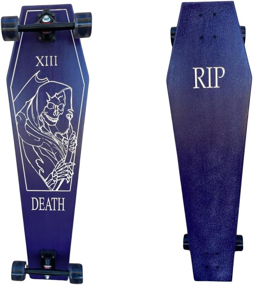 Coffin Death Tarot Purple Skateboard | Longboard | 42x12 | Coffin Croozer