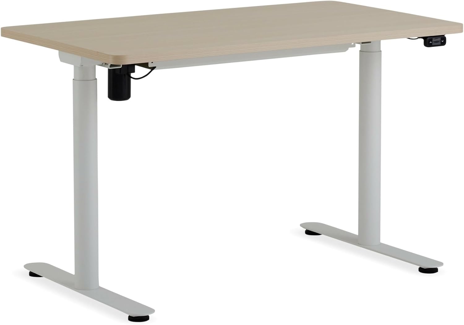 Steelcase AMQ Height-Adjustable Desk - Standing Adjustable Desk - Powerful Computer Standing Desk - Easy Assembly Computer Desk - White Base & Light Oak Top