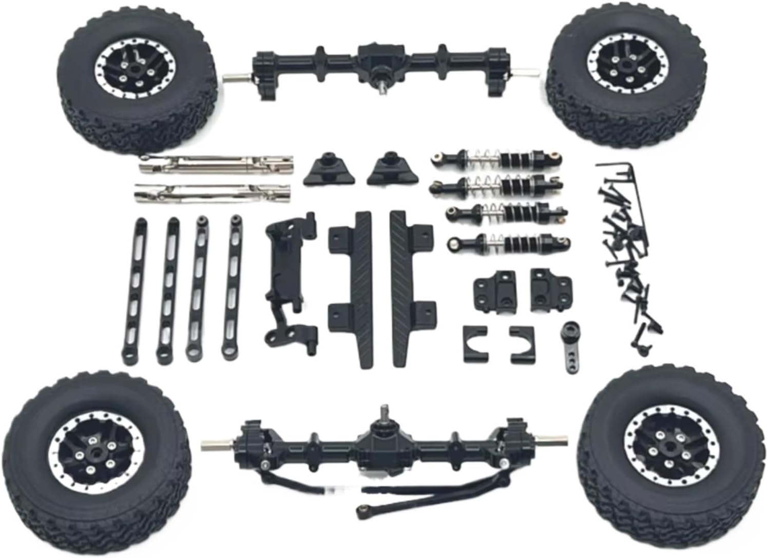 for MN82 1/12 Metal Front and Rear Portal Axle for Chassis Link Rod Pull Rod Mount Shock Absorber Tire Side Pedal RC Car Upgrade Parts RC Vehicles Parts(Black)