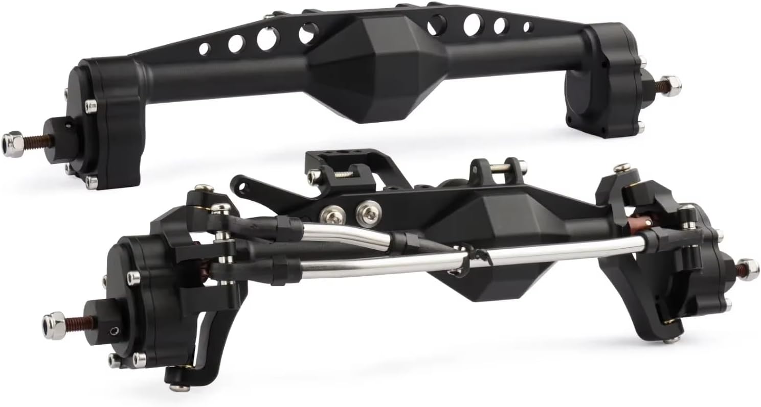 RC Axle For Axial For Capra For SCX10 III For LCG Machined 7075 Aluminum Piece Construction Offset Portal Axle With BAT Servo Mount(Black,Set)