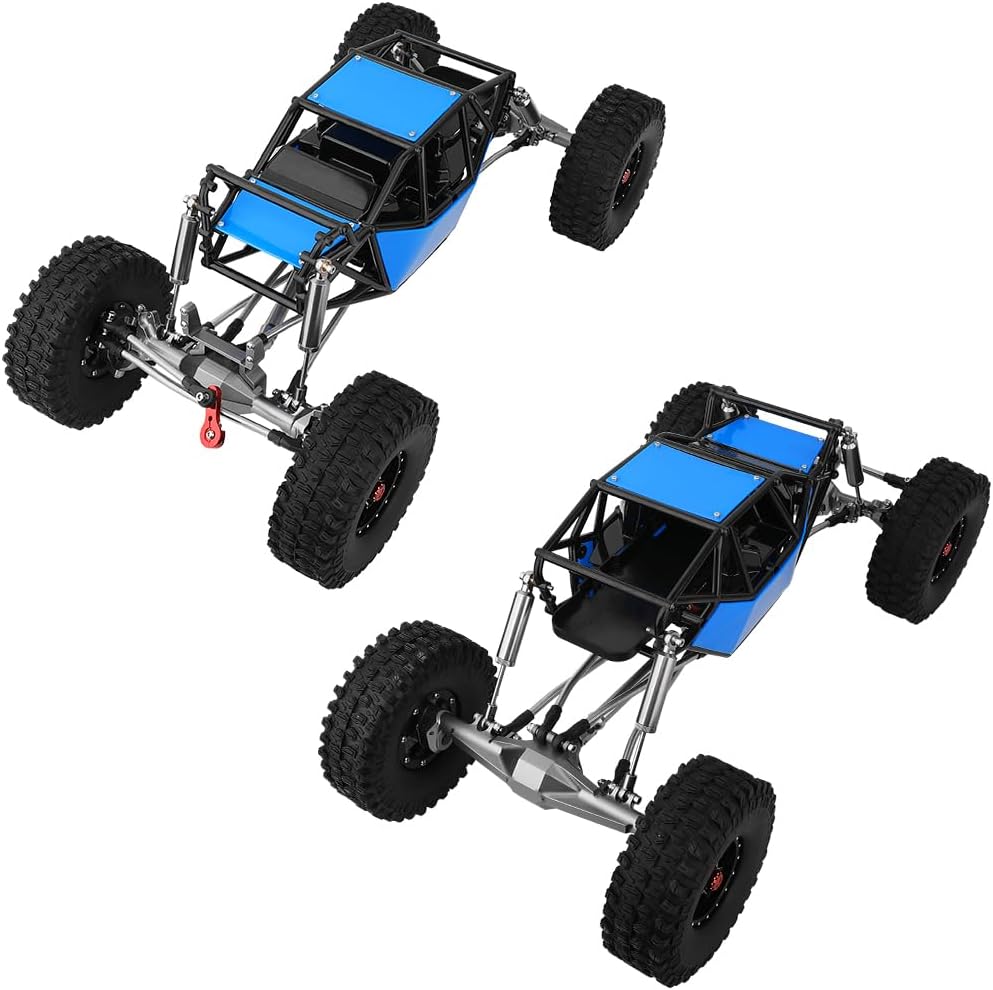 Metal DIY 330mm Wheelbase Rock Buggy Frame Chassis Crawler with VP Element Enduro Portal Axle Nylon Tube Roll Cage for 1/10 RC Crawler Axial SCX10 II Upgrades (Blue)