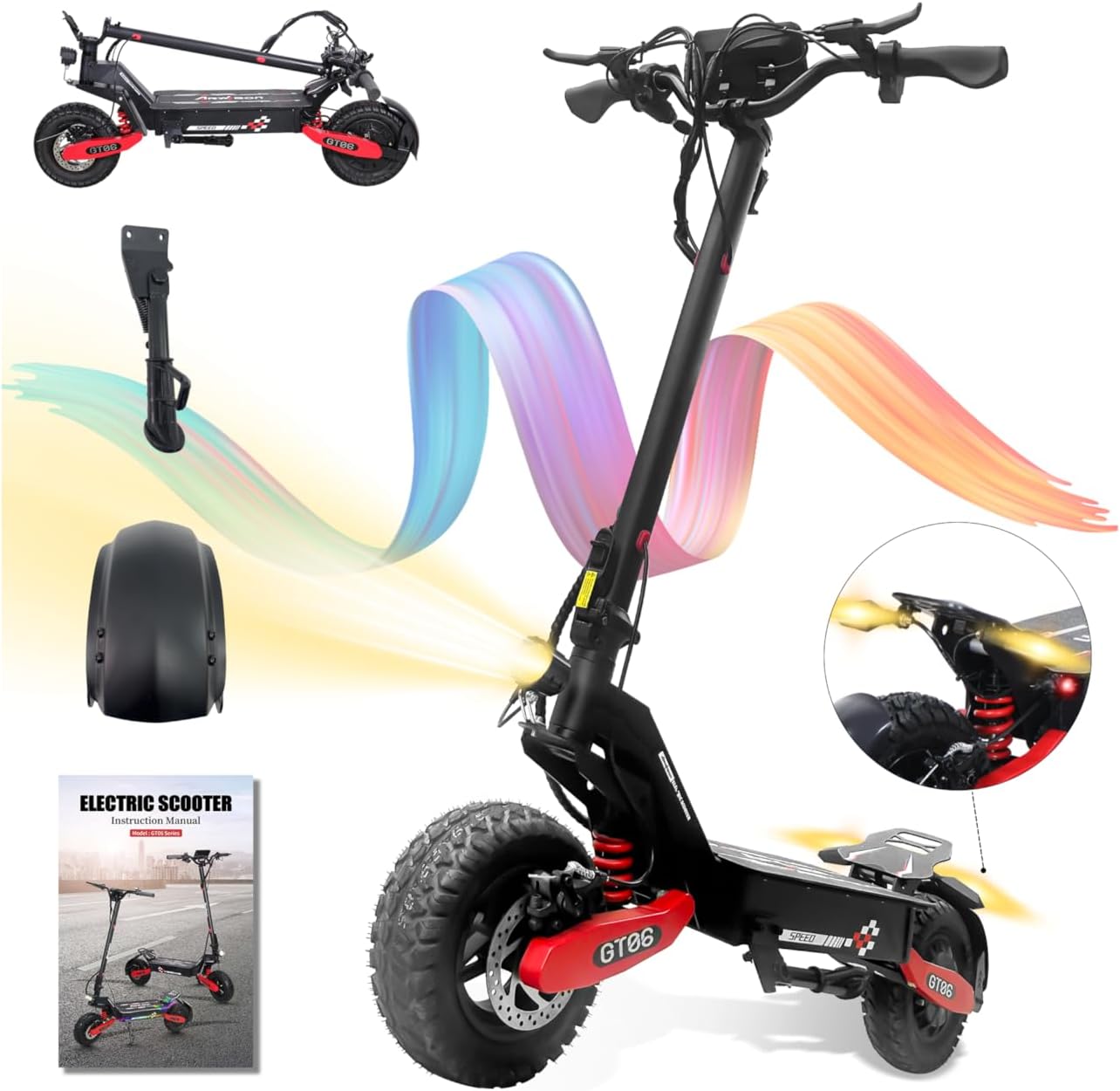 DOF Electric Scooter Adults, 1200W 48V 13AH E Scooter Off Road Dual Brake System Folding Commuter, Double Shock Absorption, 20 Miles Range Battery & 30MPH Speed Rear Drive Motor,11