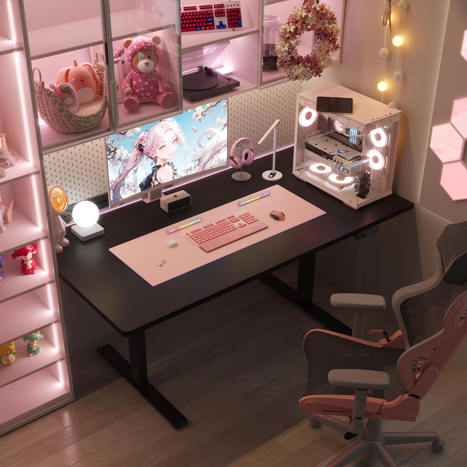 FLEXISPOT 79x32 Inch Large Dual Motor Electric Standing Desk, Black - Computer Desk with Memory Controller, Home Office Desk with Splice Board