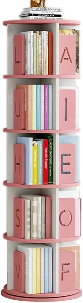bookcases Rotating Bookshelf Floor-to-Ceiling Picture Book Rack Home Student Shelf Alphabet Bookcase Pink (Color : Yellow, Size : 50.5 * 159cm)
