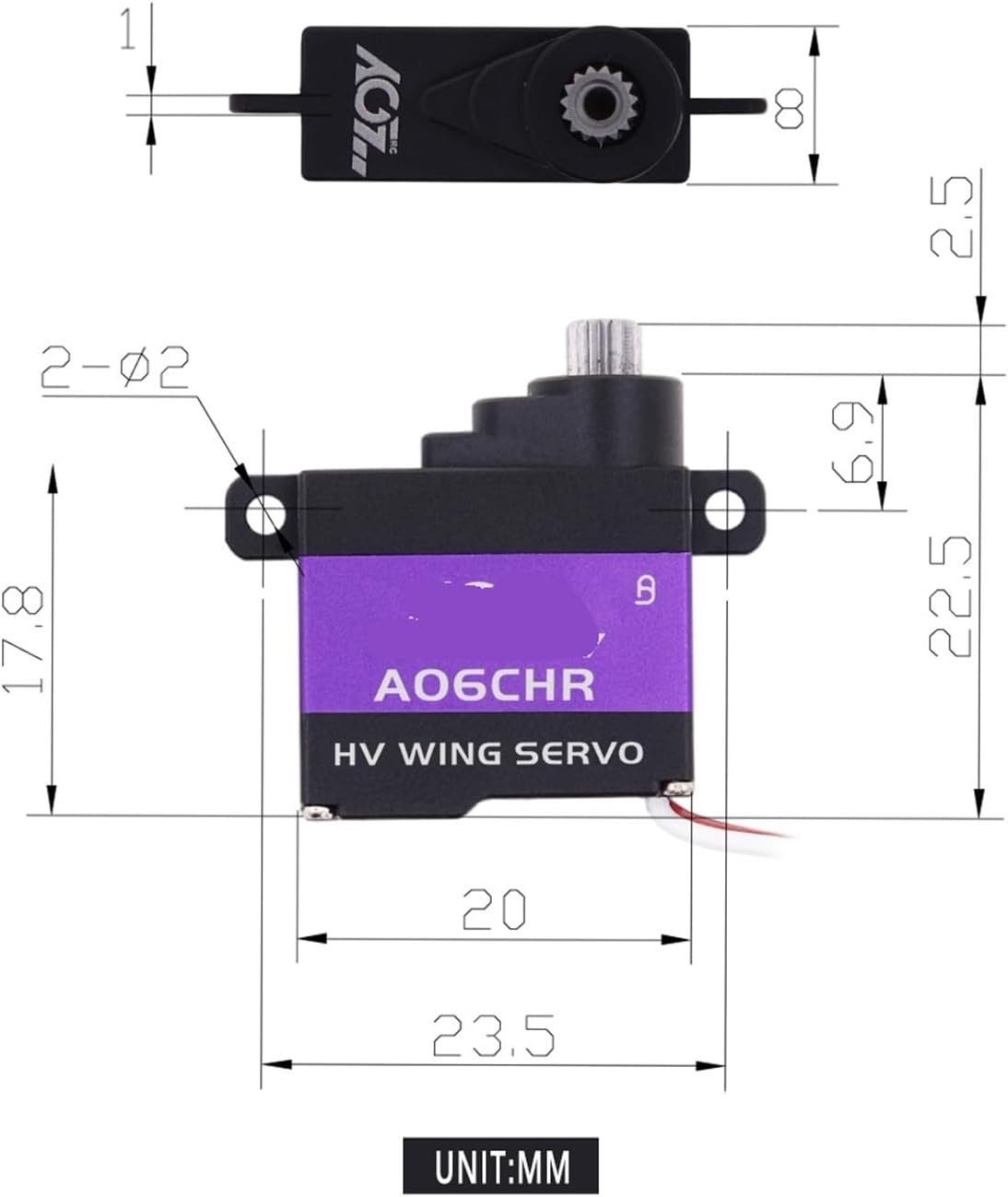 A06CHR Metal Gear 3kg High Torque Coreless Motor Wing Servo(Combo1)