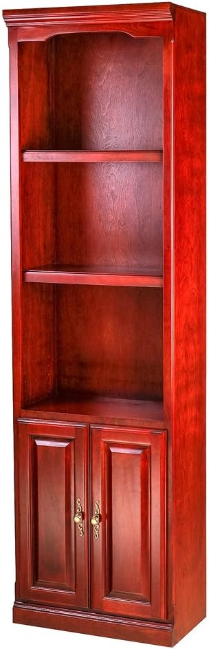 FOREST DESIGNS Traditional Alder Bookcase: 24W x 84H x 13D w/ 30H Lower Doors 84h Golden Oak