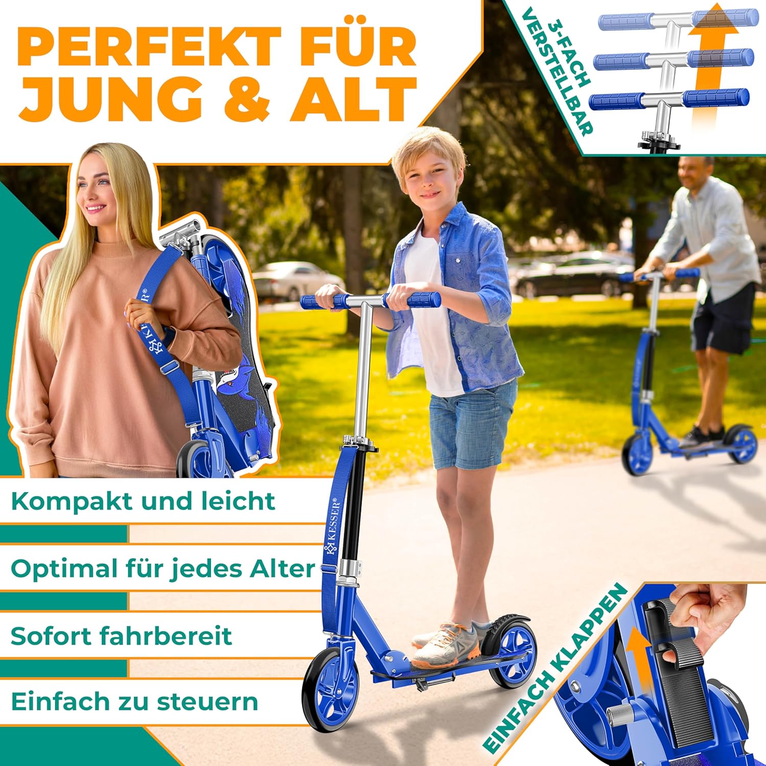 KESSER® Scooter Scooter Kids Scooter City Scooter Motorized Scooter Push Scooter Push Scooter Scooter Folding Stunt Scooter