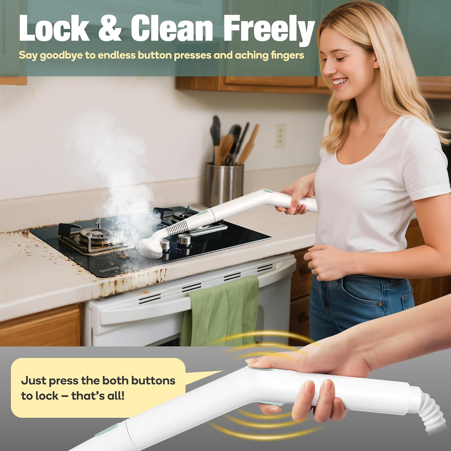 Newbealer Heavy-Duty Steam Cleaner NB282C Bundle with 8 Washable Microfiber Pads