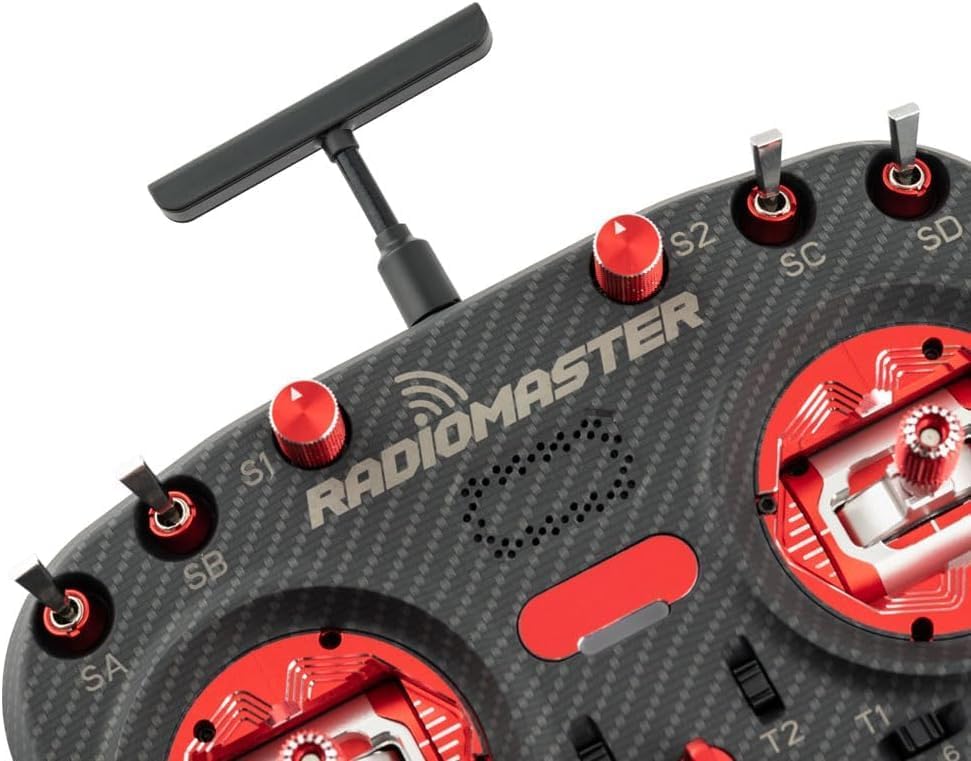 Radiomaster Boxer Max Version with CNC AG01 Hall Gimbals Carbon Fiber 2.4G 16ch Transmitter Remote Control ExpressLRS Mode 2 (Boxer Max Elrs-red)