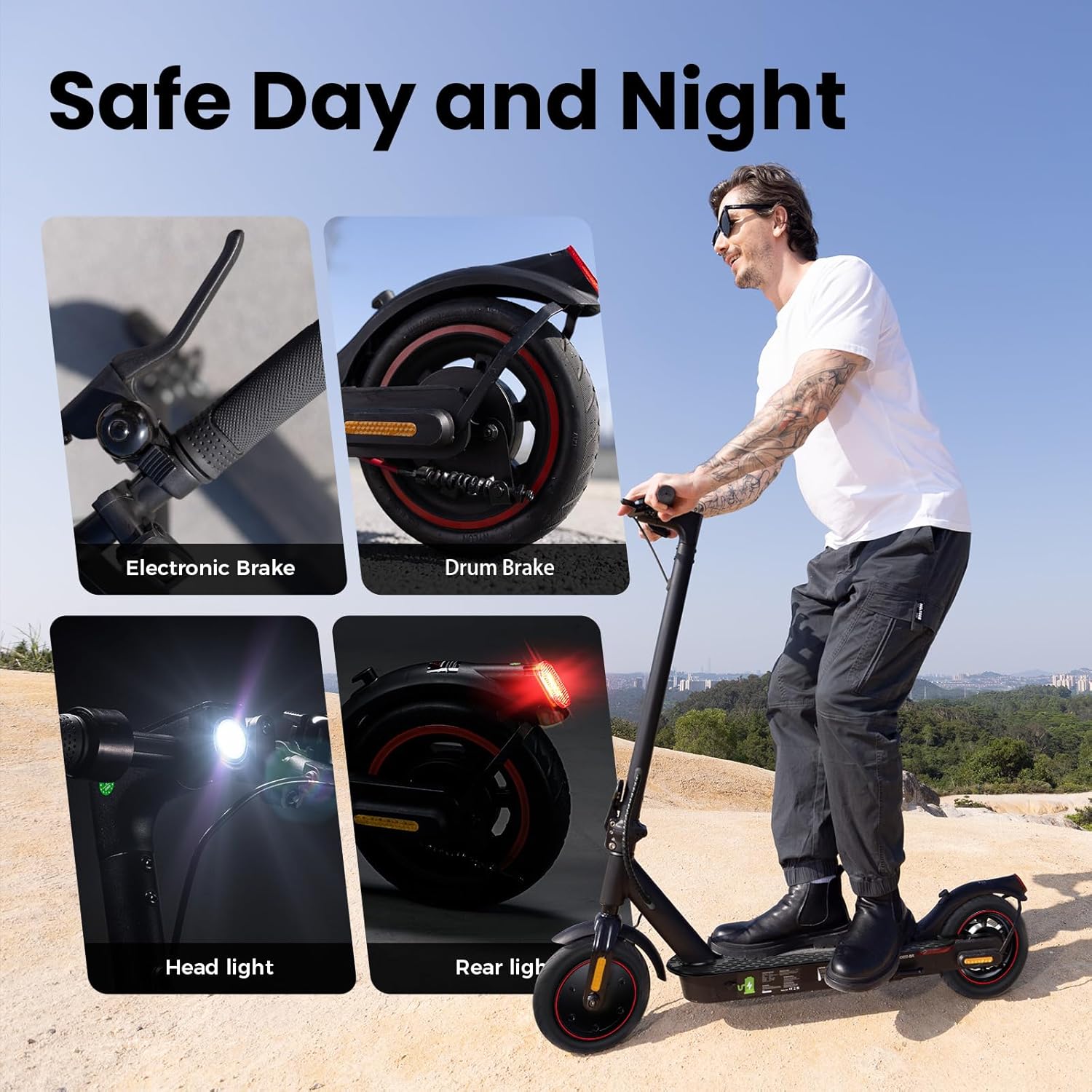 Electric Scooters - Electric Scooter for Adults, 500W/1000W/1500W Peak Motor, 18/28 Max MPH, 21/25/28 Miles Range, APP Control, Lightweight Foldable E-Scooter
