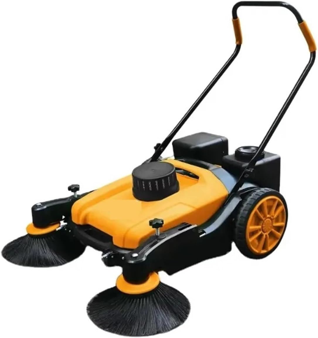 CAARLA Push Sweeper Hand-Propelled Mi ni Street Road Sweeper Manual Electric Floor Sweeper with Water Systems Dust Filter