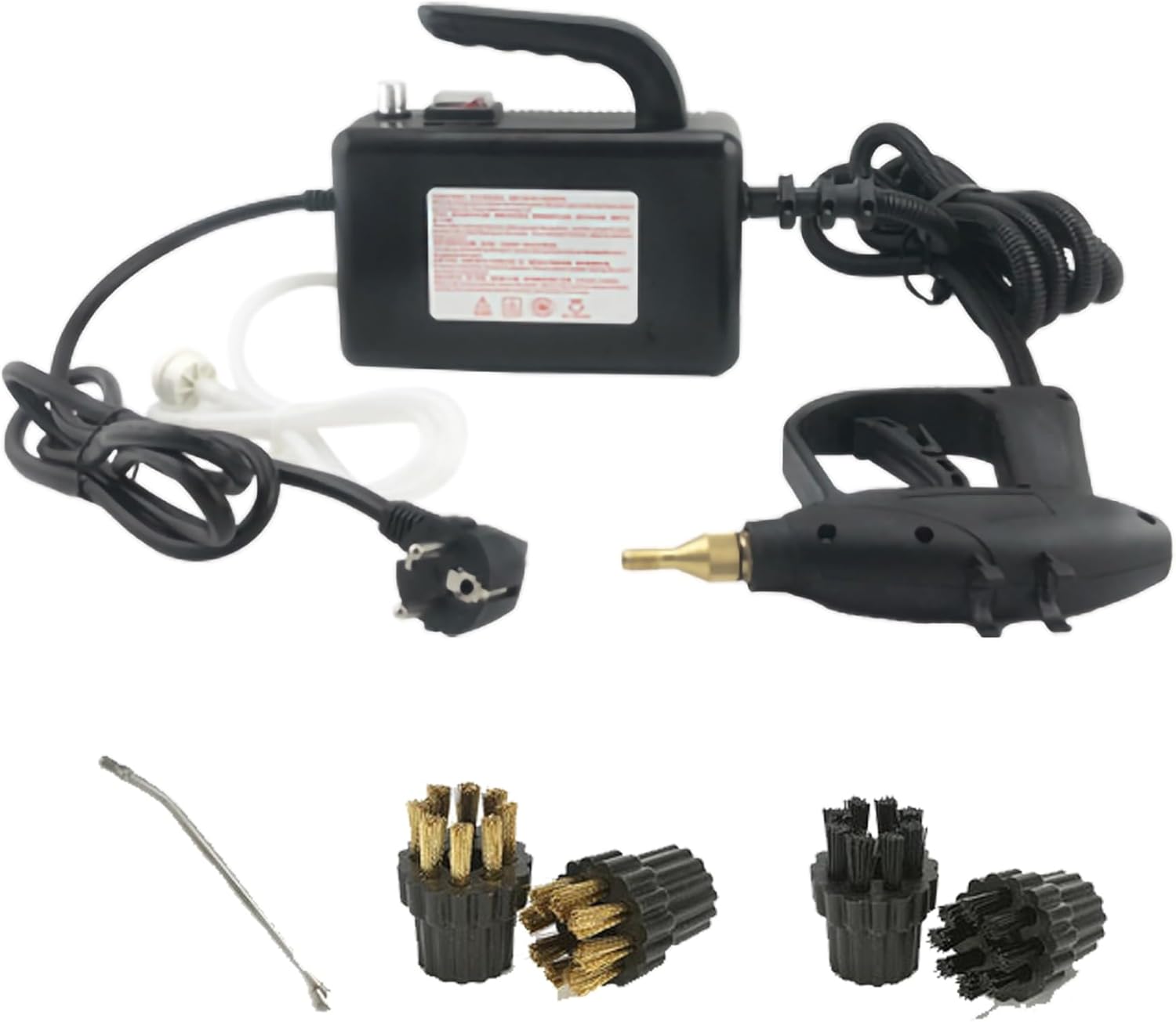 2600W High Pressure Steam Cleaner, Portable Handheld Steam Cleaner, High Temp Steam Cleaning Machine with Brush Heads & Insulation Gloves for Cleaning Upholstery, Bathroom, Car Detailing (Color : Bla