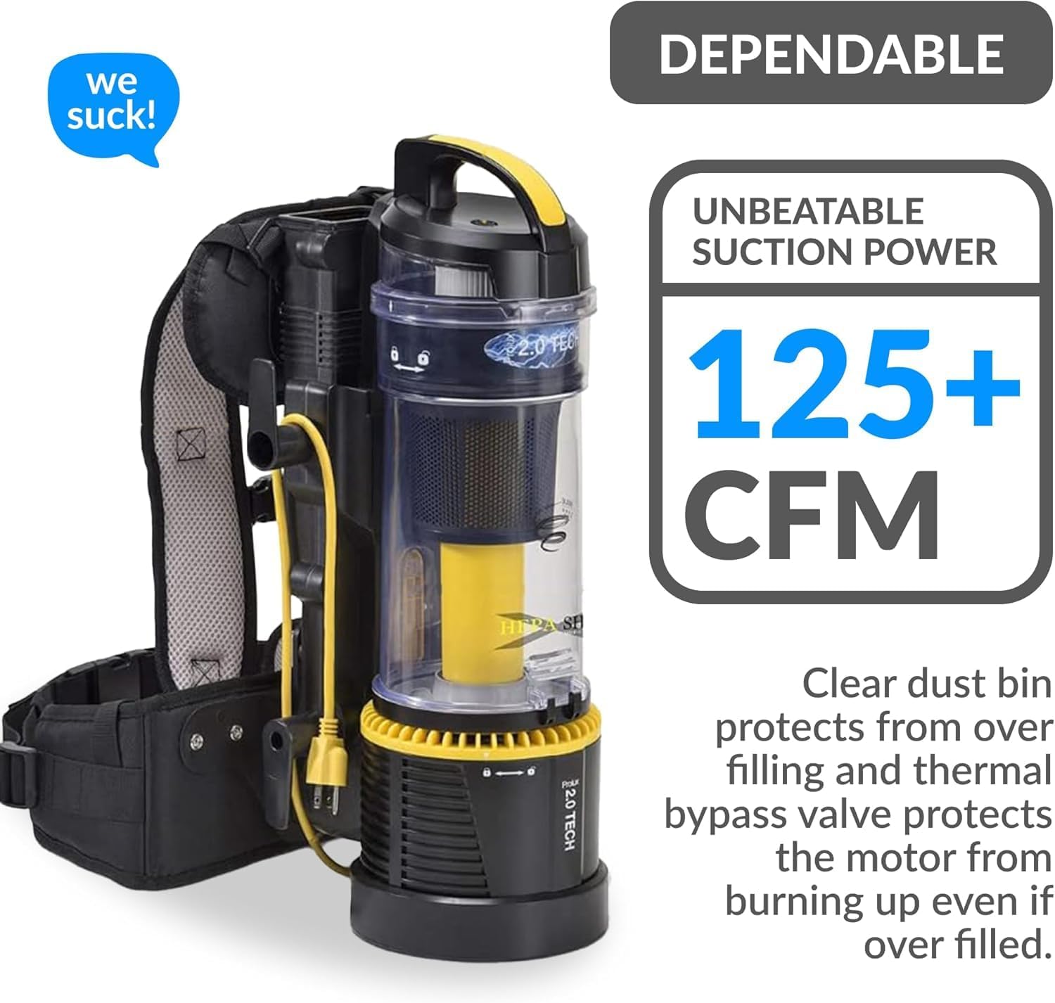 Prolux 2.0 Commercial Bagless Backpack HEPA Vacuum - Pro Model with Power Nozzle