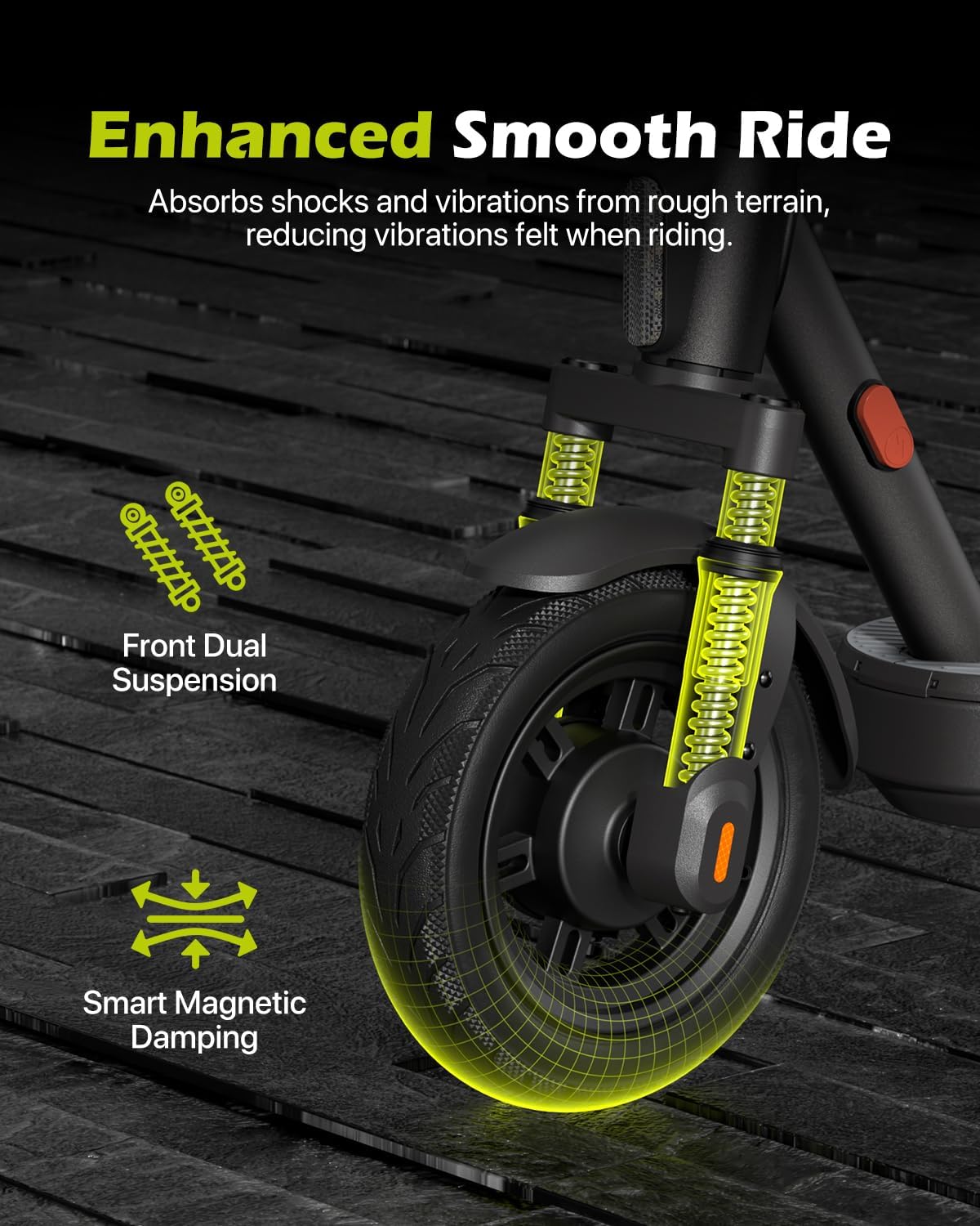 MEGAWHEELS Electric Scooter,Electric Scooter Adults with Suspension,10in Pneumatic Tires,350W Motor,19 Miles Long Range,15.5 Mph,E Scooter with Smart APP Control for Commuting, Outdoor, Short Travel