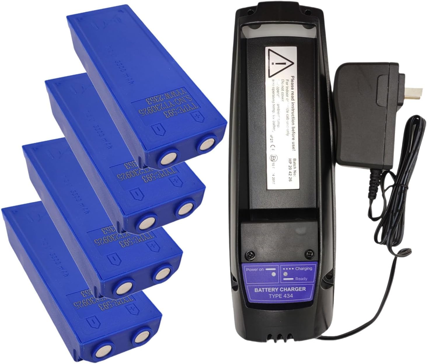 100-240V Scanreco 434 Charger with (4 Counts) Scanreco 593 7.2V Battery for SCANRECO 590/592/593/960/1026/EEA2512/RC400