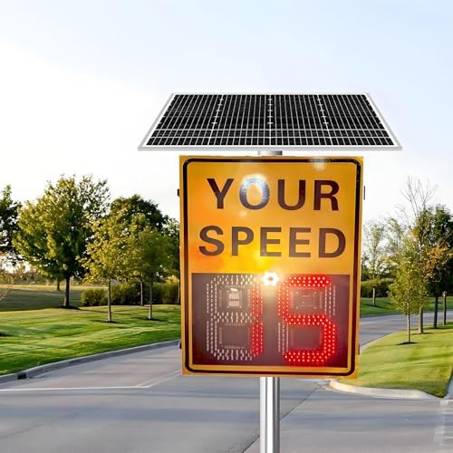 Solar Radar LED Speed Limit Sign - Traffic Feedback Display Board, Radar Speed Indicator, 23.62 x 35.43 inches - Enhance Road Safety & Monitor Vehicle Speed
