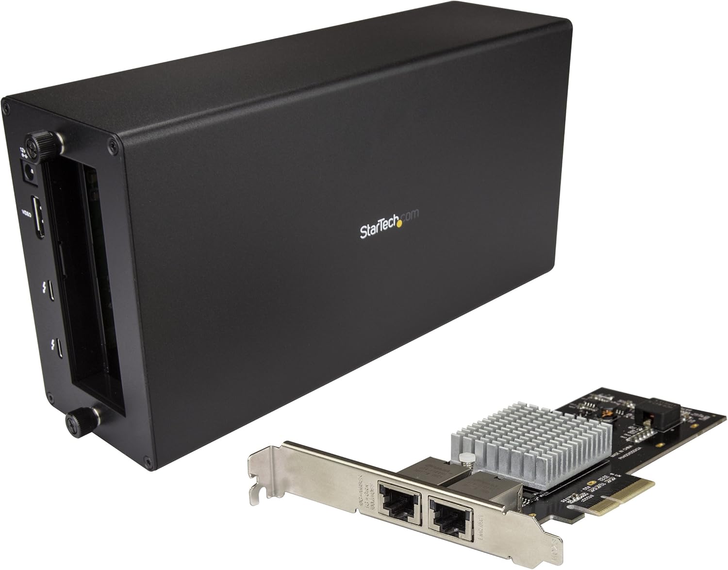StarTech Thunderbolt 3 to 10 Gbe NIC 2 port External PCIe Enclosure plus Card with DisplayPort Monitor Port Thunderbolt 3 to Ethernet Model BNDTB310GNDP