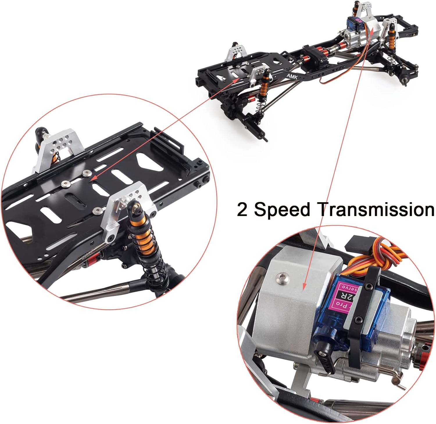 Chassis Frame Set Wheelbase 313mm with 2 Speed Transmission Reversed Front Axle for 1/10 RC Crawler Axial SCX10 II 90046 EX86100