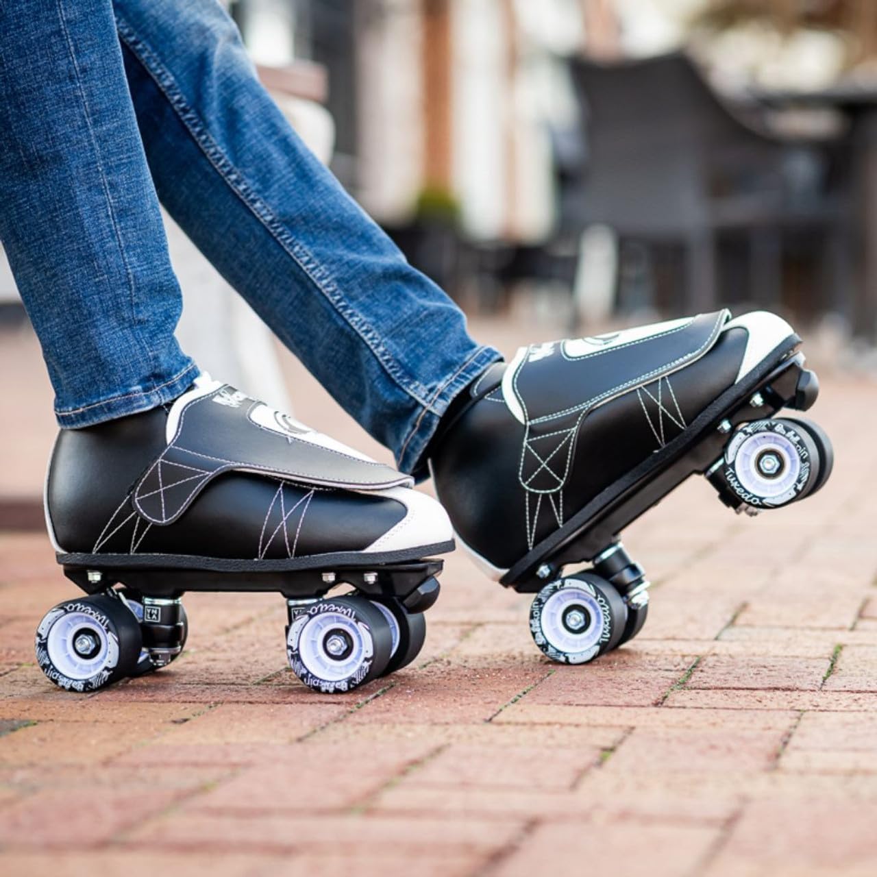 VNLA Junior Tuxedo Jam Skates - Indoor Unisex Roller Skates for Tricks, Jam and Speed Skating