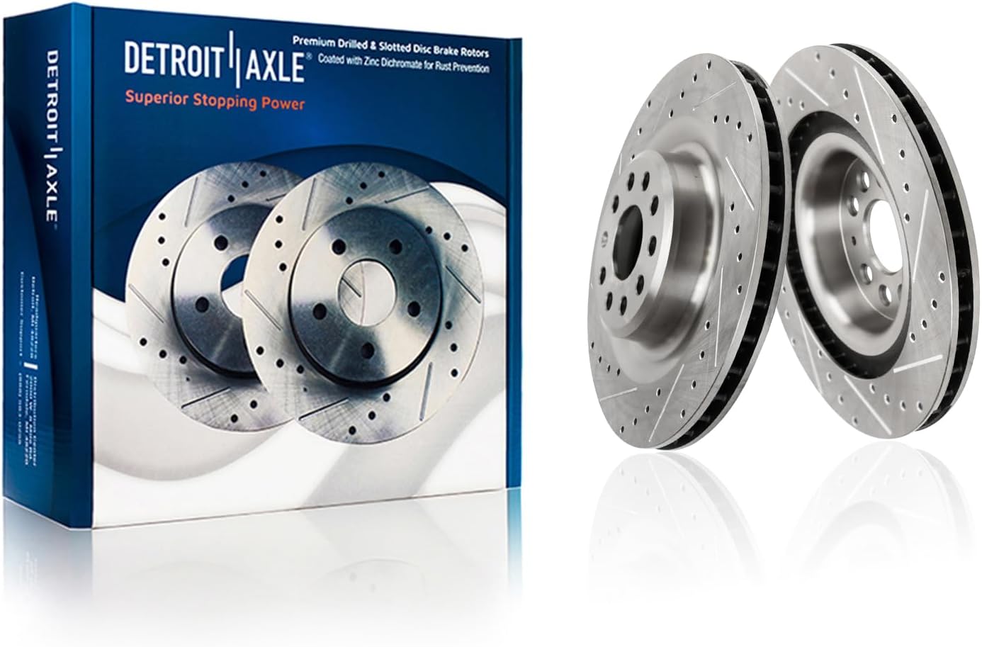 Detroit Axle - Brake Rotors for 2016-2021 Tesla Model S Model X, Drilled and Slotted Disc Brake Rotors Replacement : 13.98