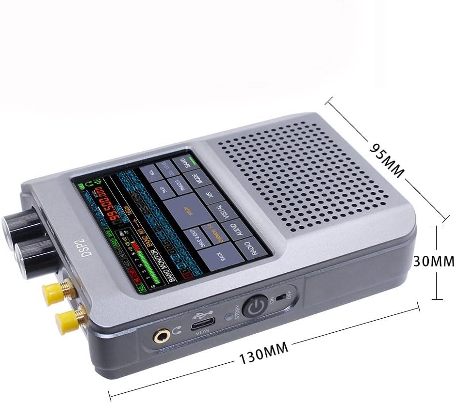 DSP2 Full Band Radio Receiver 10kHz-2GHz AM SSB for DSB CW NFM WFM with 3.5 Inch Touch LCD Screen 5000mAh Battery Adjustable Filter Width Adaptive Noise Reduction Automatic Gain Control