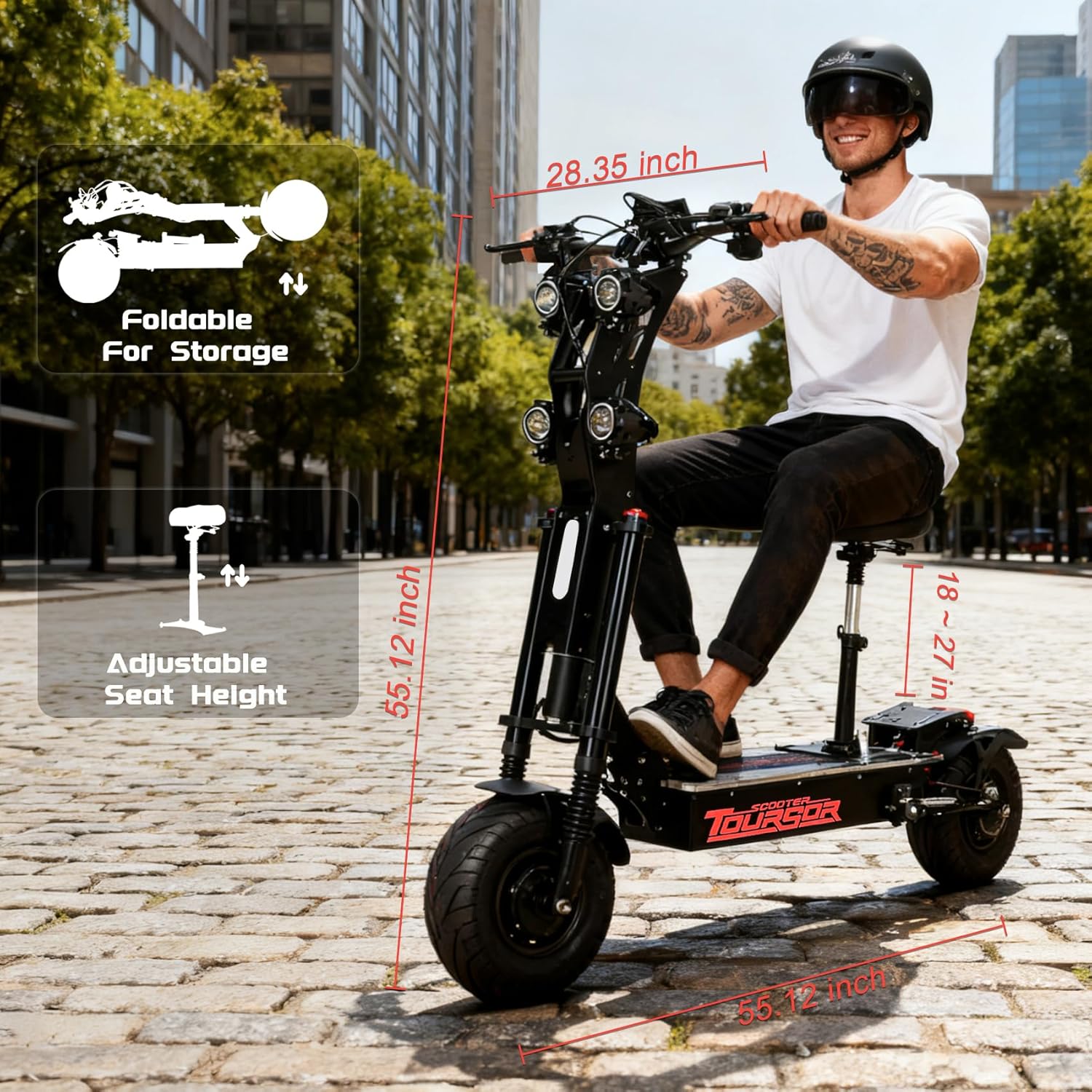Electric Scooter Adults, Up to 65MPH 75 Miles Range, 8000W Dual Motor 13In All Terrain Fat Tires, Hydraulic Suspension and Oil Brakes, Sports Off Road Adult E-Scooter for Adults