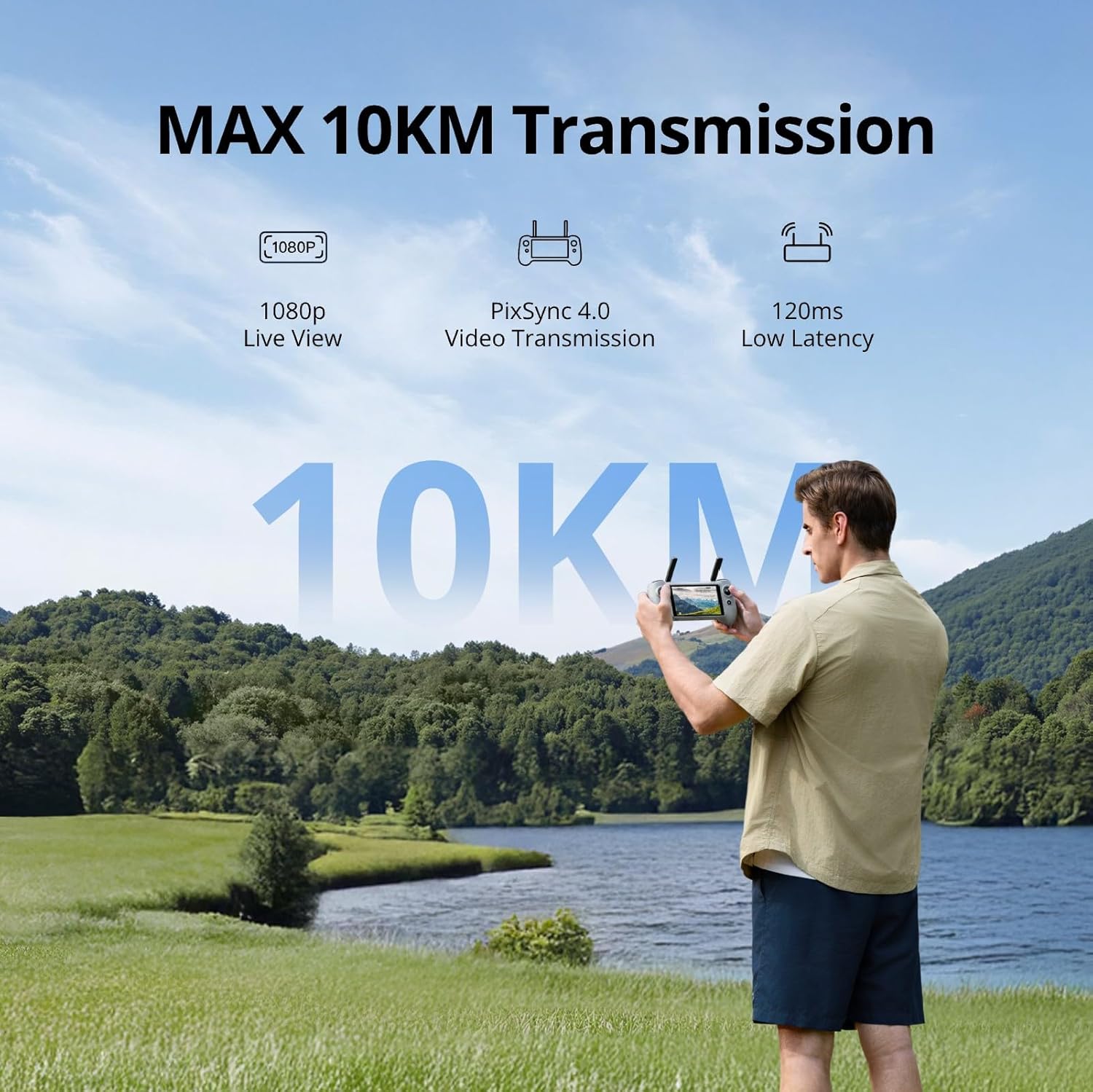 Potensic PTD 1 Remote Controller, 5.5-inch 1080P Full HD Display, 10KM Transmission, 6400 mAh Capacity, Up to 3 Hours of Battery Life, 32GB Storage, Compatible with Atom 2 Drone Only