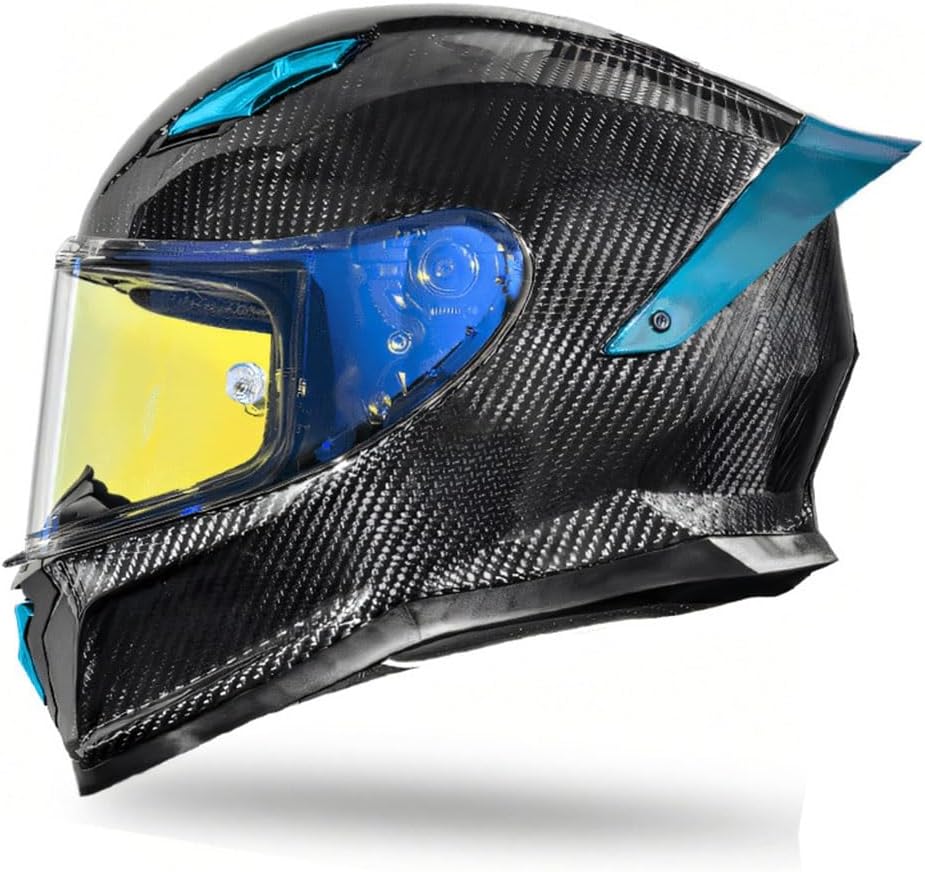 Full Motorcycle Carbon Fiber Helmet, DOT Approved All-Season Compatible Full Face Helmet for Couple Men and Women, Adult Flip Up Motocross Street Racing Helmet Cruise Helmet for Motorbikes