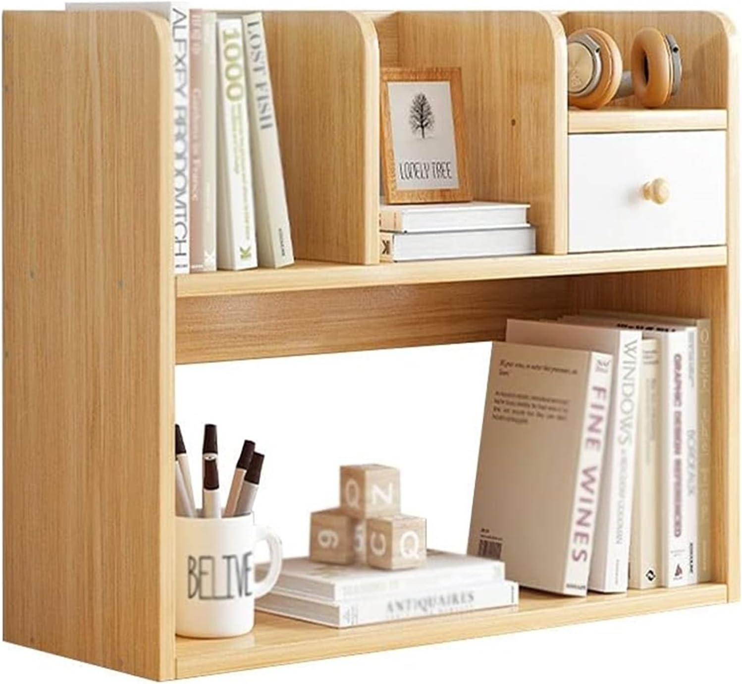 TiStm Bookshelf Bookcase Desk Study Desk Small Bookcase Storage Display Rack Small Bookshelf Density Board Bookshelf (Size : Christmas Reindeer -Style5)