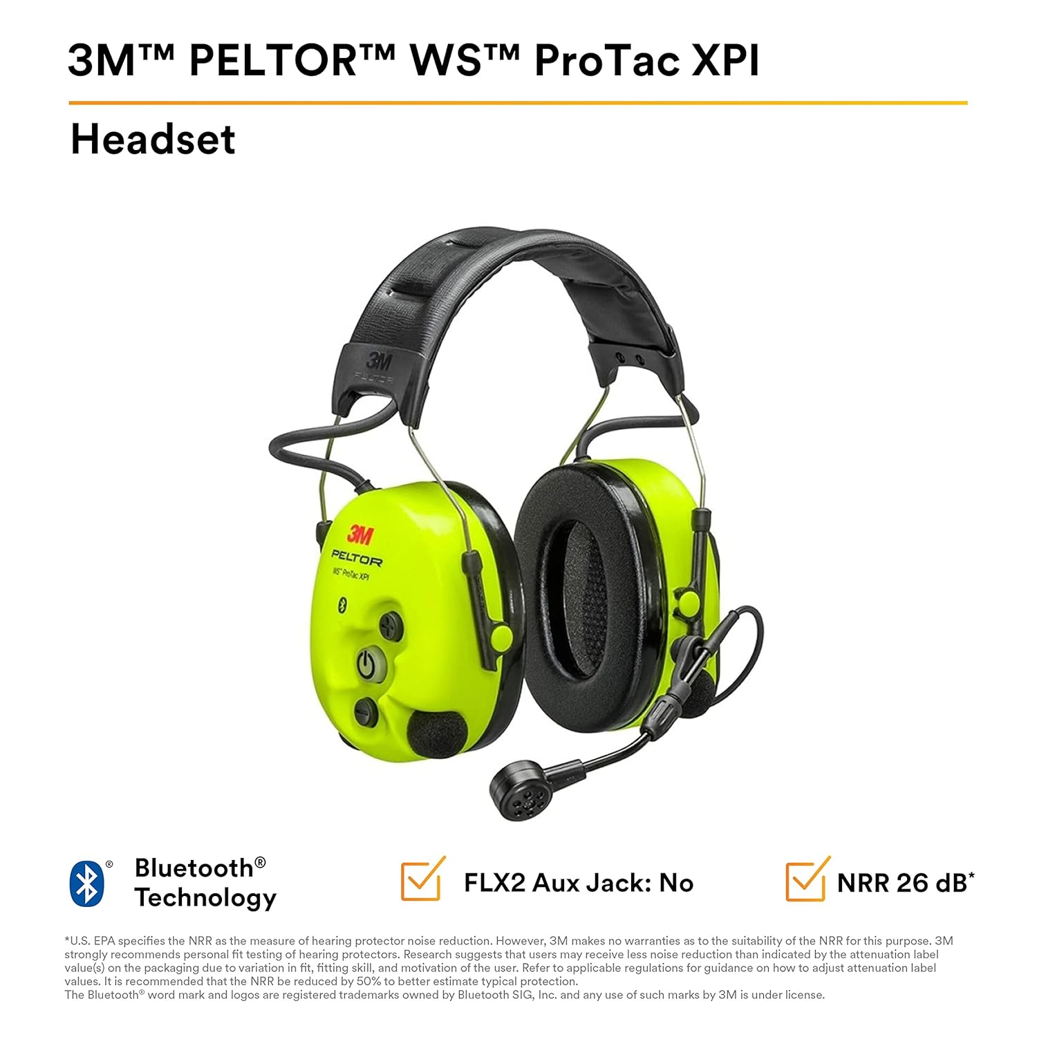 PELTOR 3M WS ProTac XPI Headset Headband MT15H7AWS6, Yellow, Large
