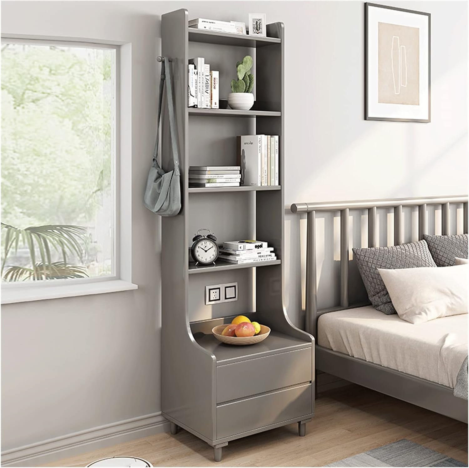 moisture Independent Bookcase Organizer Shelf Bedroom Bookshelf Home Bedside Storage Cabinet Living Room Simple Bookcase Balcony Storage Rack Bookshelf for Bedroom (Color : D)