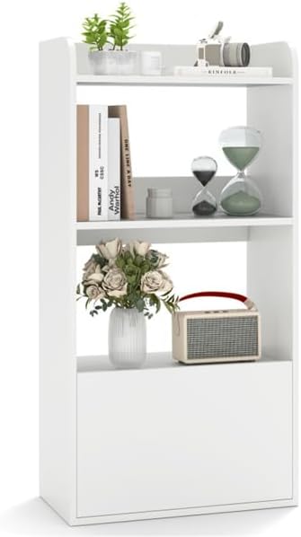 White Book Shelf, Bookcase, for Living Room, White Small Bookcase, Bookshelves and Bookcases Cabint Display Case for Home Office, Library Decorative Storage Shelving, Display Shelves, Book Shelf Unit