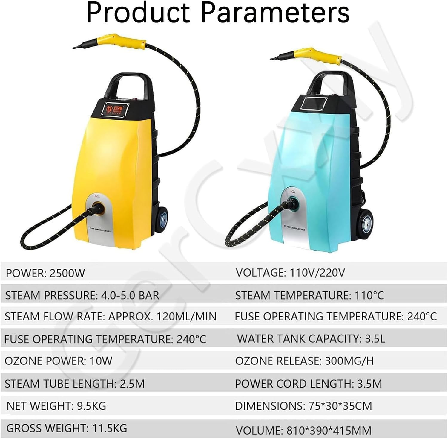 High-Temperature Steam Cleaner,Rapid Heating,Continuous High-Pressure Cleaning,Dry and Wet Steam,Equipped with Safety Protection,Highly Effective Stain Removal,Steam Flow Rate 120 ml/min Blue