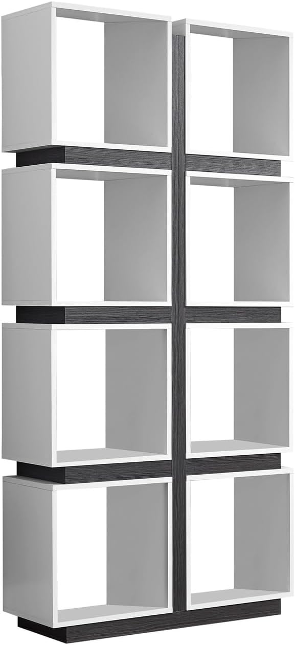 agnixnaf Bookshelf,Bookcase,5 Tier,Office,Bedroom,Gray and White Laminate,Contemporary,Modern