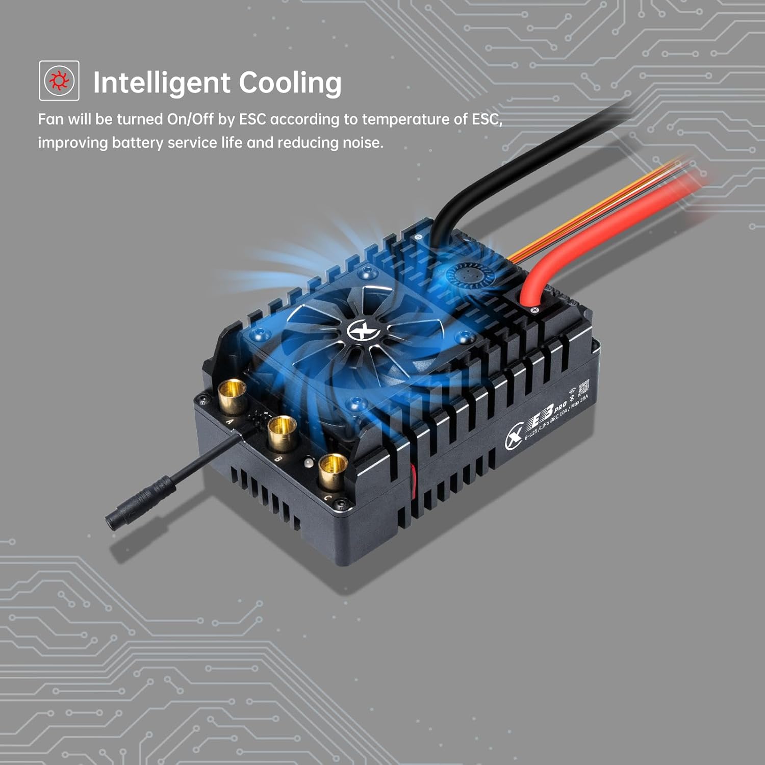 XC E3Pro Sensored Electric Brushless Motor Controller for RC Car, 6-12S Lipo,400A Continuous Current,10-25A、6.0/7.4/8.4V BEC,Applicable to 1/5,Support Turbo Timing and APP Control