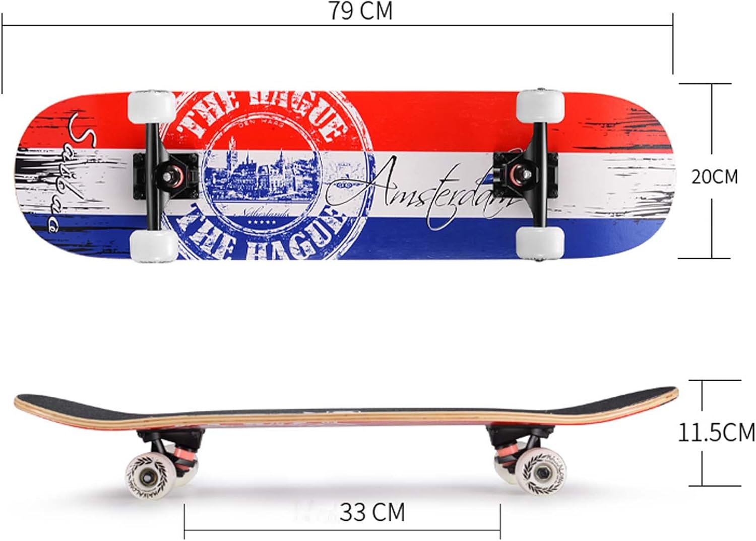 Skateboard - 31Inch Standard Skateboards for Kids Boys Girls Youths Beginners Starter, 7 Layer Maple Double Kick Concave Skateboard
