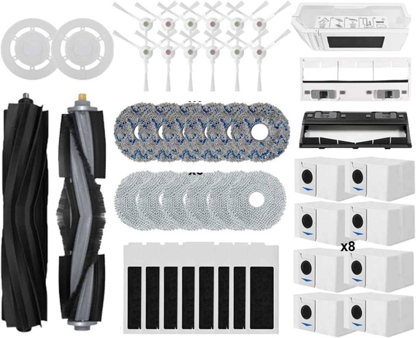 rqhdd Vacuum Attachment Compatible with Ecovacs Deebot T20 Omni T20e T20 Pro Robot Vacuum Cleaner Accessories Main Side Brush Mop Filter Dust Bag Replacement Parts(47pcs)