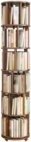 Rotating Bookshelf Adults on Wheels, Solid Wood Revolving Bookcase, Mobile Tall Bookcase, Modern Special Bookshelf Tower Visible Display Shelf for Home Living Room (Size : 6 Tier)