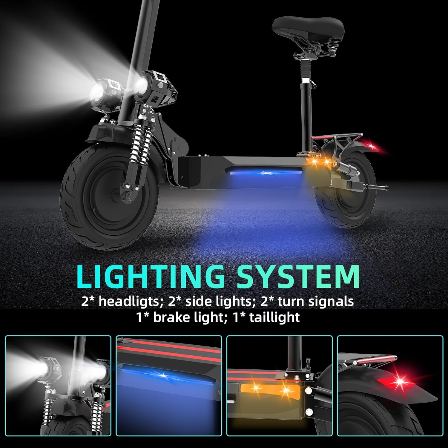 X500 Electric Scooter, 48V 2000W Dual Motor, Max 40 MPH & 40 Miles Long Range, 300 lbs Max Load, Full Suspension, Foldable E Scooter for Adults with Seat